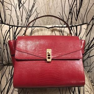 Henri Bendel Uptown Satchel Burgandy/red